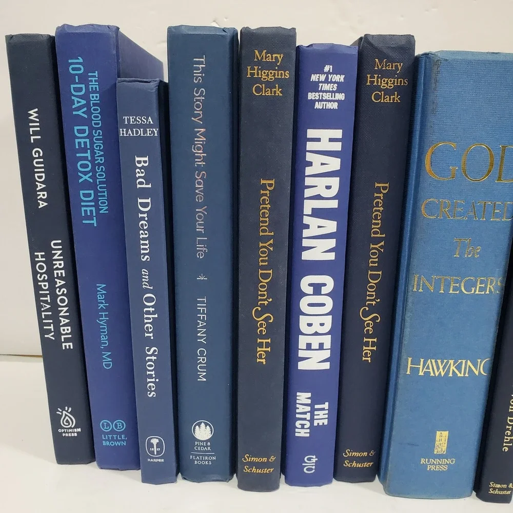 Interior Styling Shelf Filler Decoration Book Set Blue Hardcover Lot of 12